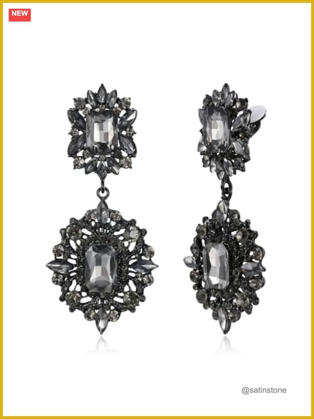 Rhinestone Crystal Art Deco Vintage Style Gatsby Clip-on Dangle Chandelier